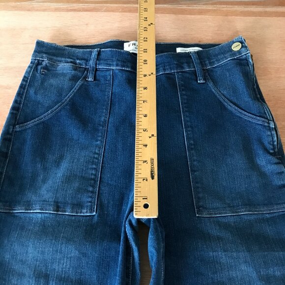 Frame Le Flare De Francoise Flare Jeans Women 32 Blue Mid Rise Raw Hem Preppy - Picture 9 of 15